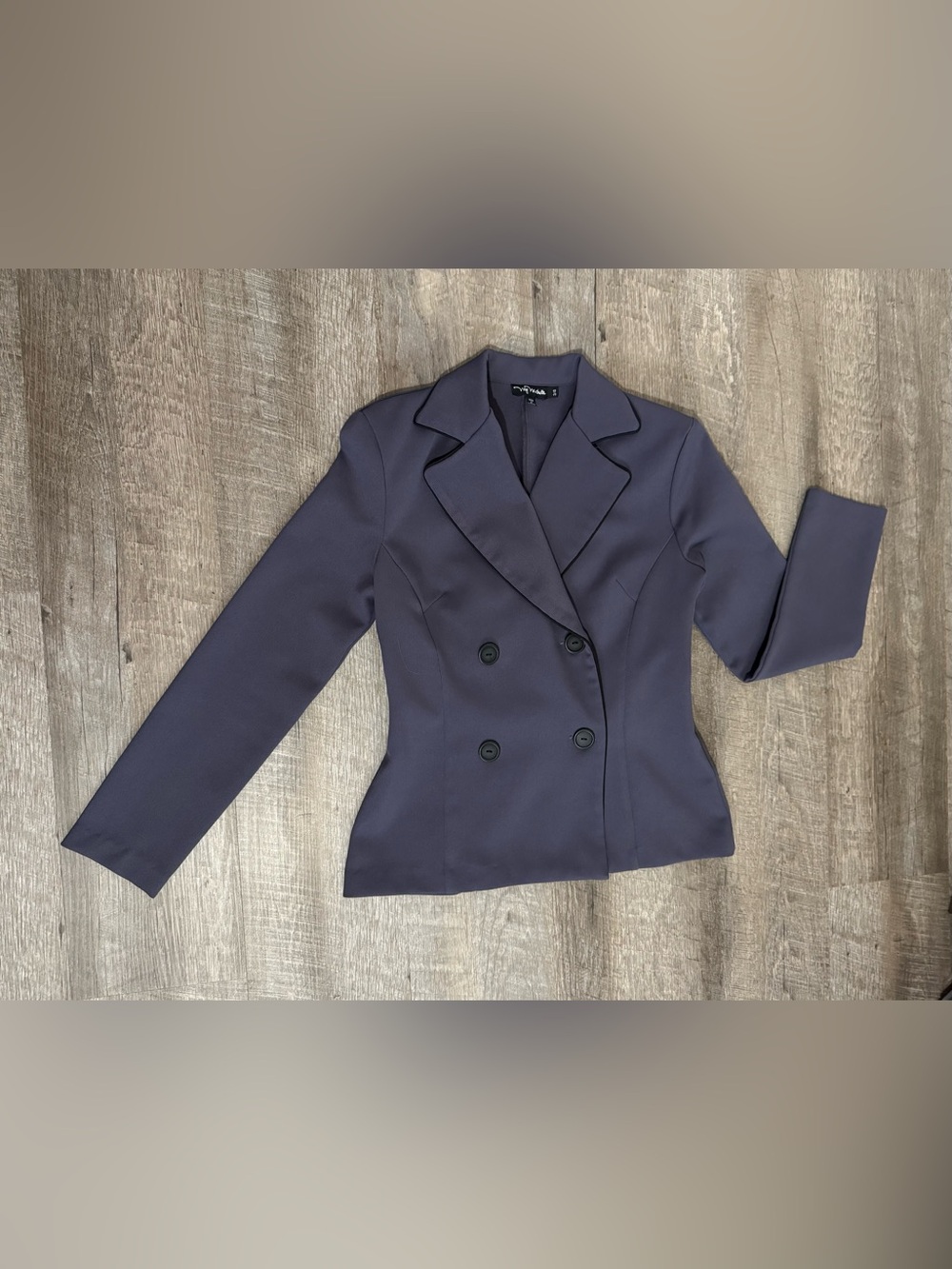 Miss Michelle Double-Breasted Dark Purple Blazer Jacket, Size 3/4 (S)